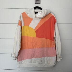 Vinyl Icons Women’s Large White Multicolored Hoodie Sweatshirt